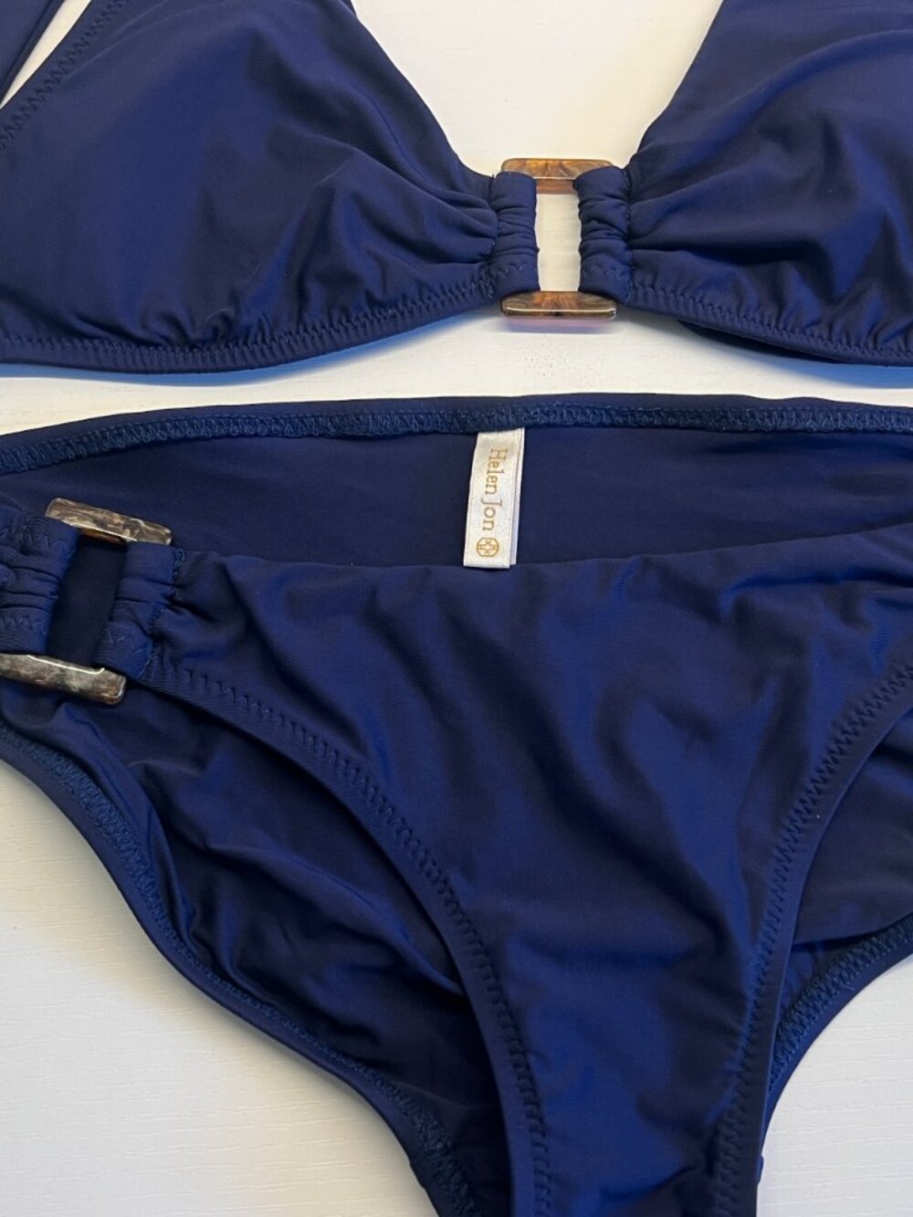 🌴 Helen Jon Navy Tortoise Accent Halter Bikini Set - Size XS